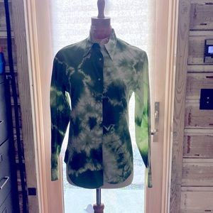 Soft, cotton shirt, blouse, size M he wasGreen and White